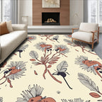 Botanical Fern Bloom Pattern Rug