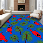 Red Cardinal On Pine Branch Pattern Rug