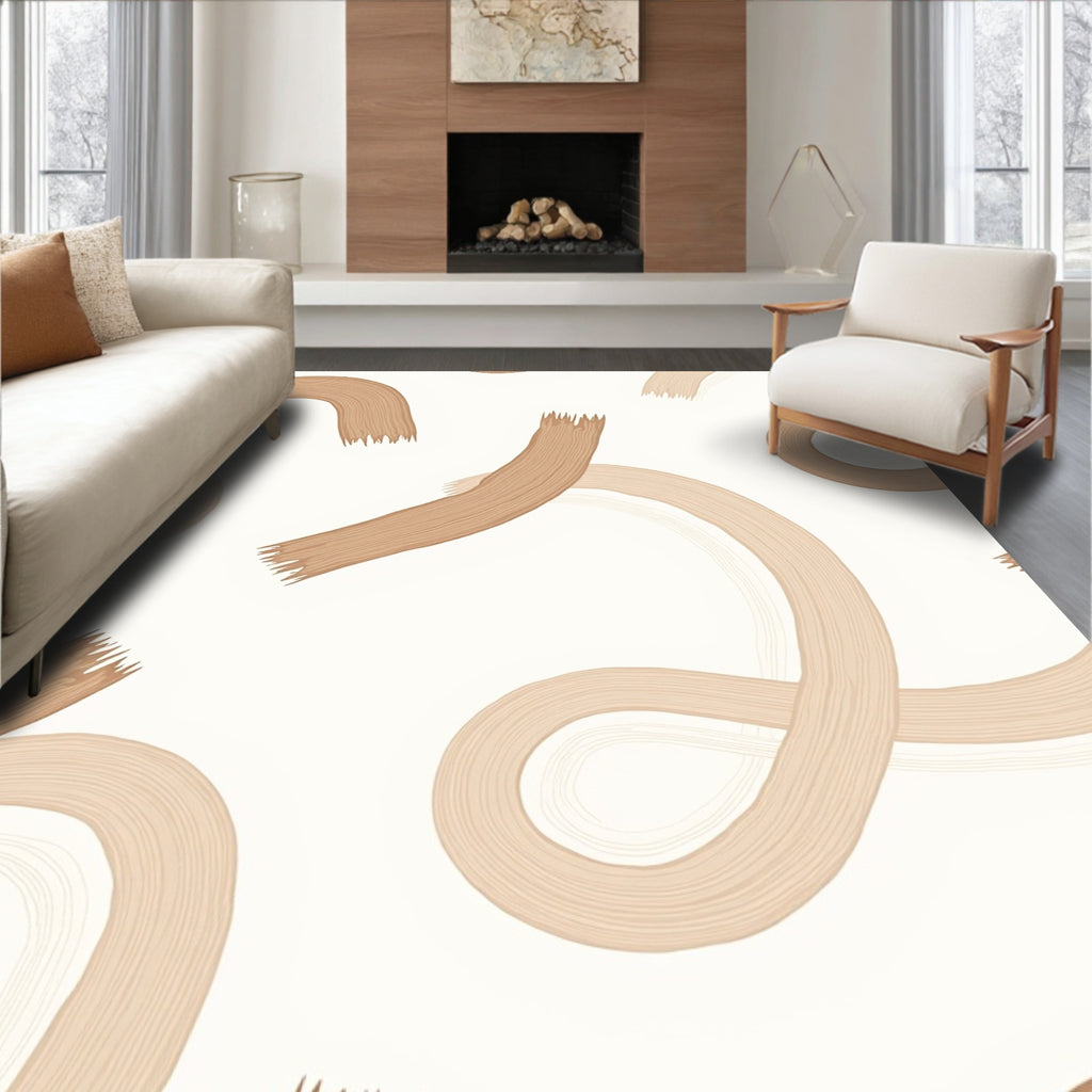 Hand Painted Abstract Swirls Rug