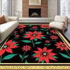 Bold Red Floral Garden Rug