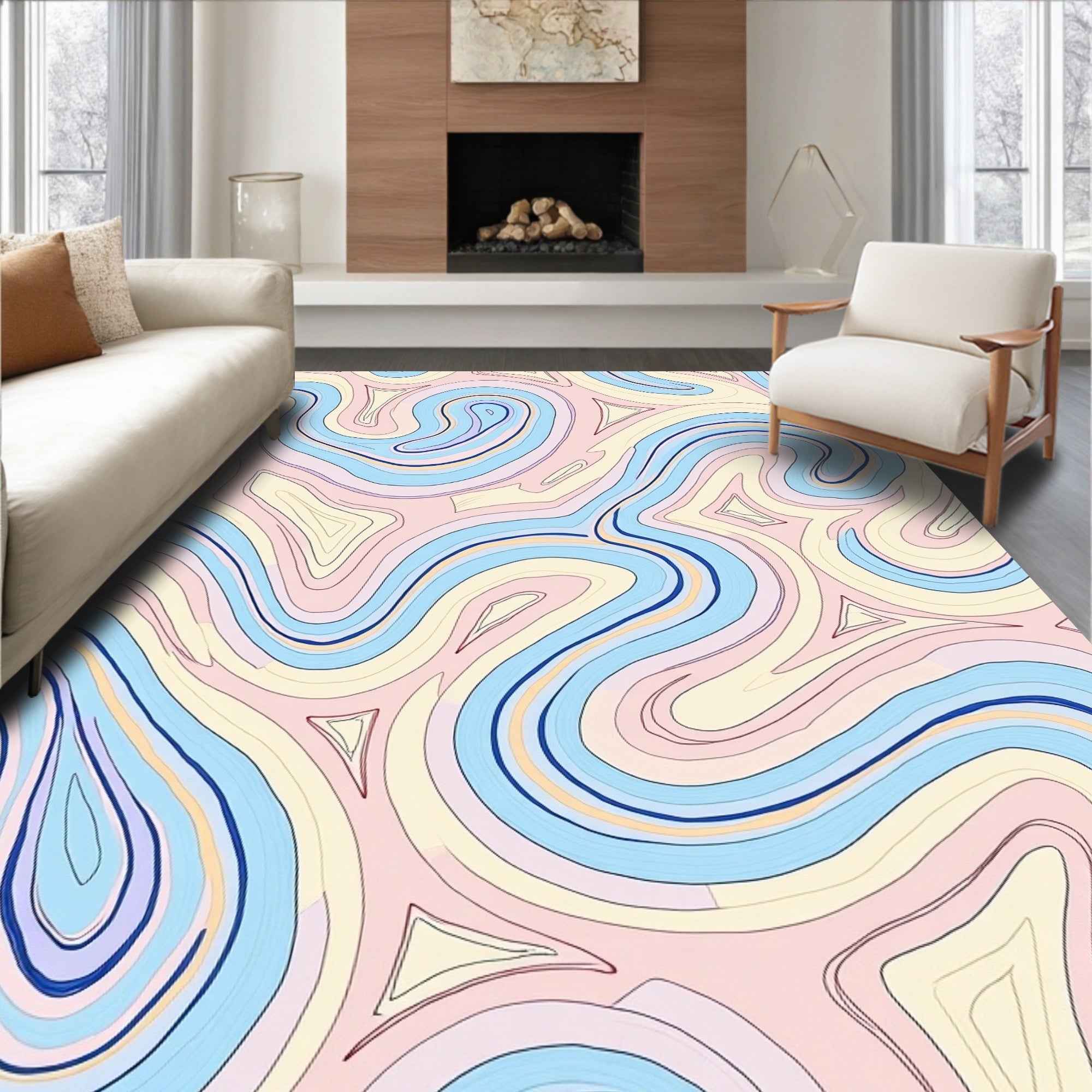 Pastel Swirl Contour Pattern Rug