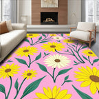 Yellow Daisy Floral Pattern Rug
