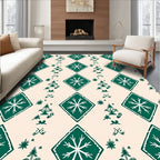 Green Diamond Starburst Folk Pattern Rug