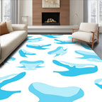 Abstract Blue Wave Pattern Rug