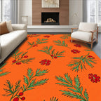 Red Floral Branch Pattern Rug