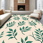 Modern Green Leaf Branch Pattern Rug