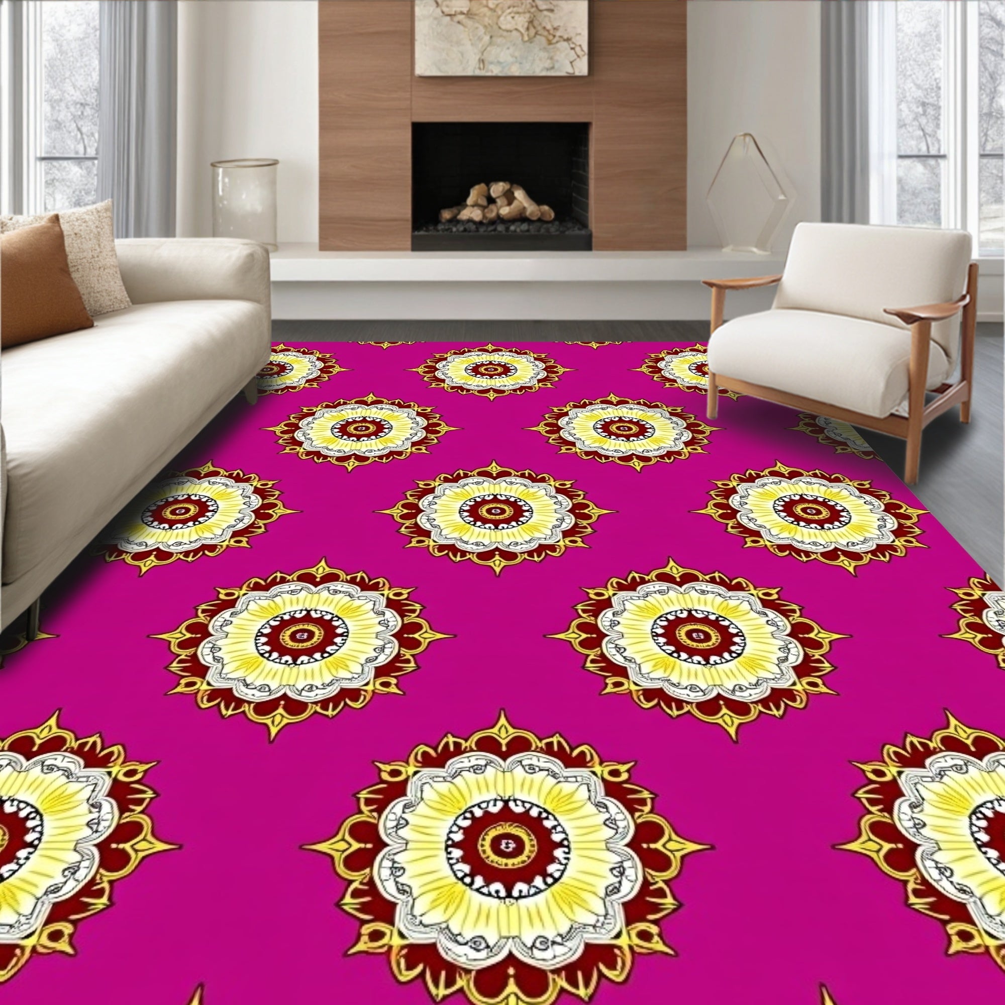 Mandala Bloom Floral Pattern Rug