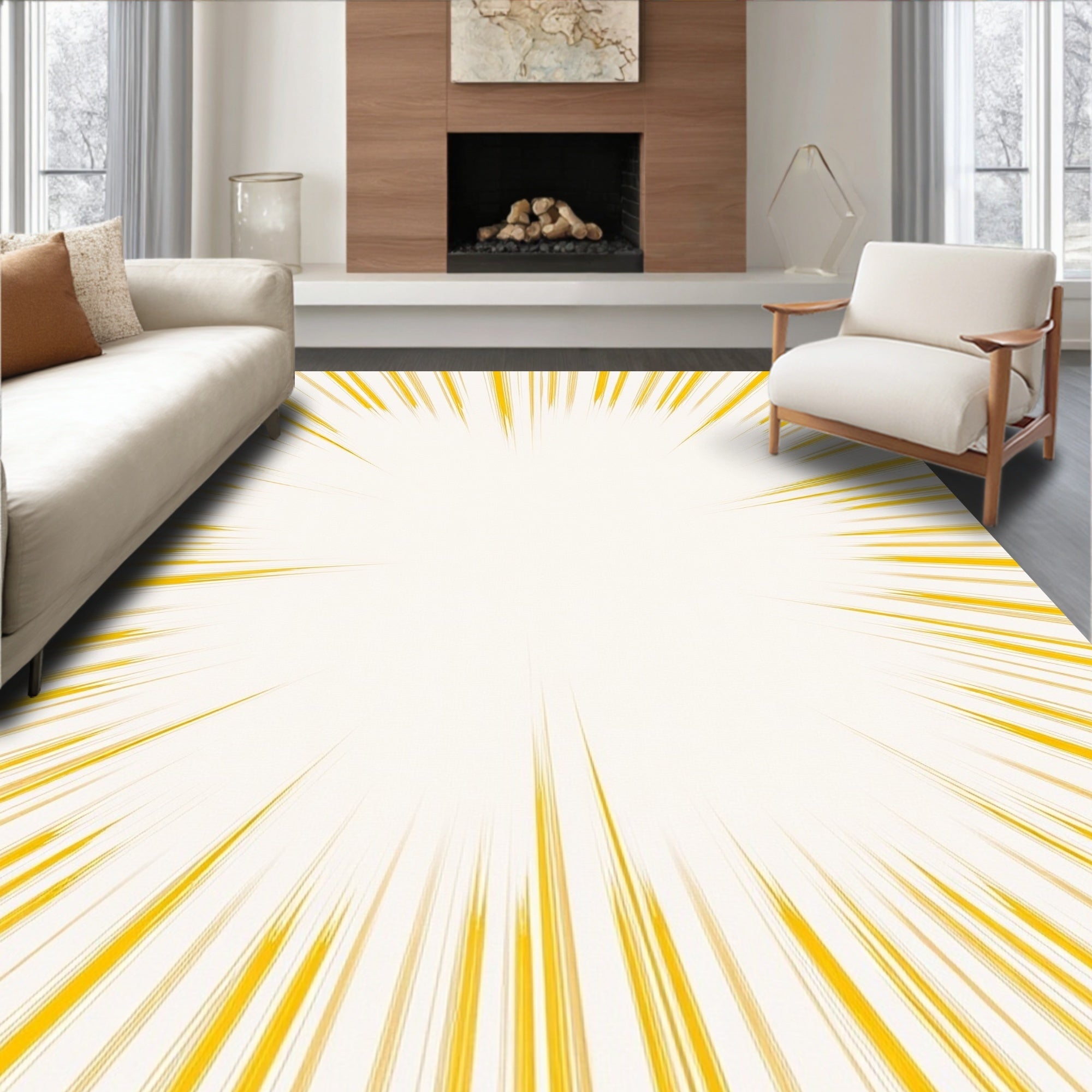 Radiant Yellow Burst Patterned Rug