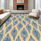 Deep Blue Organic Leaf Forms Rug