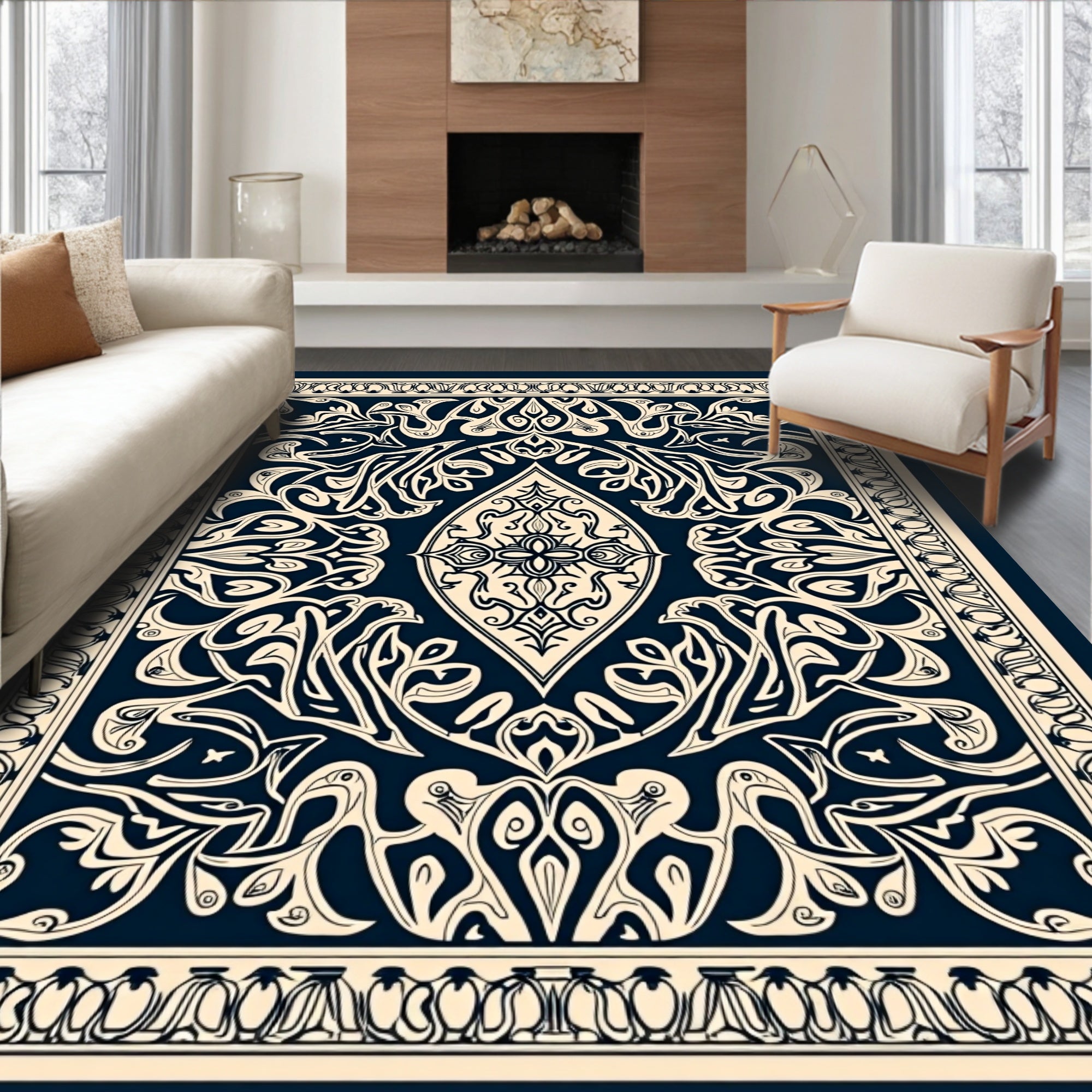 Ornate Botanical Patterned Rug