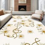 Gold Starburst And Swirl Pattern Rug