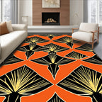 Abstract Fan Shaped Geometric Pattern Rug