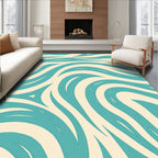 Teal And Cream Swirl Pattern Rug
