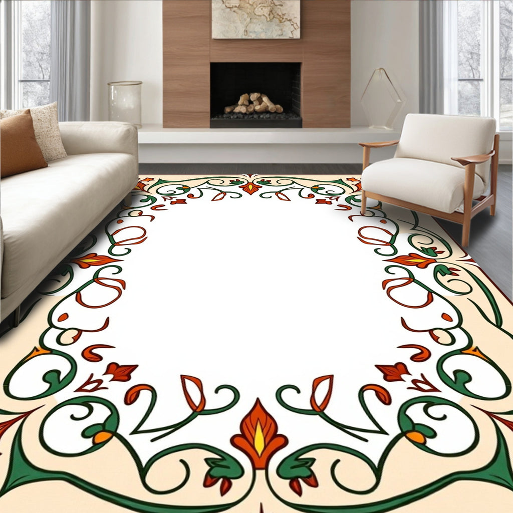 Vineleaf Arabesque Scrollwork Pattern Rug