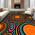 Vibrant Orange Teal Swirls Rug