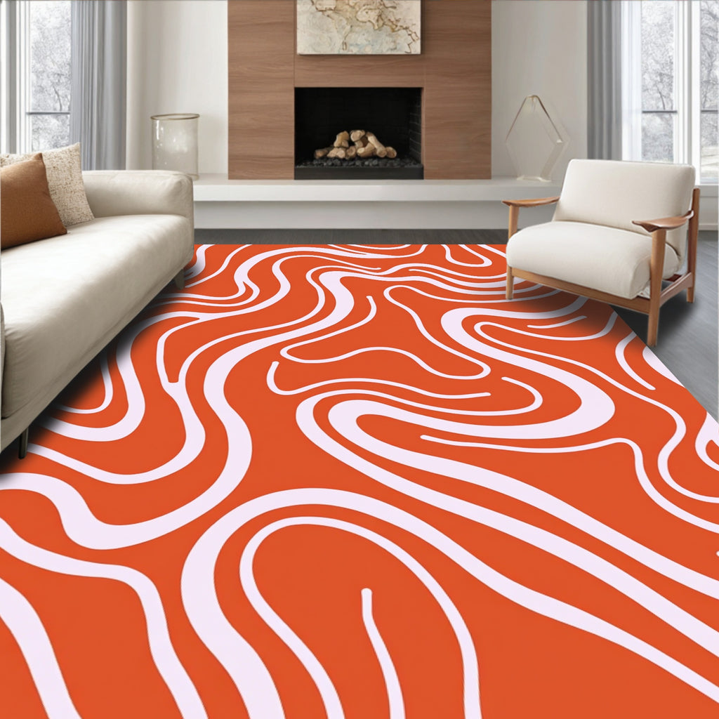 Orange Pink Swirl Pattern Rug