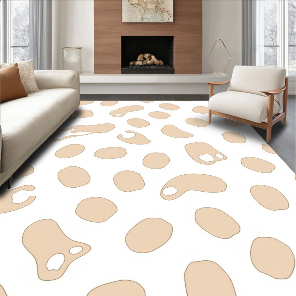 Abstract Beige Irregular Shapes Pattern Rug