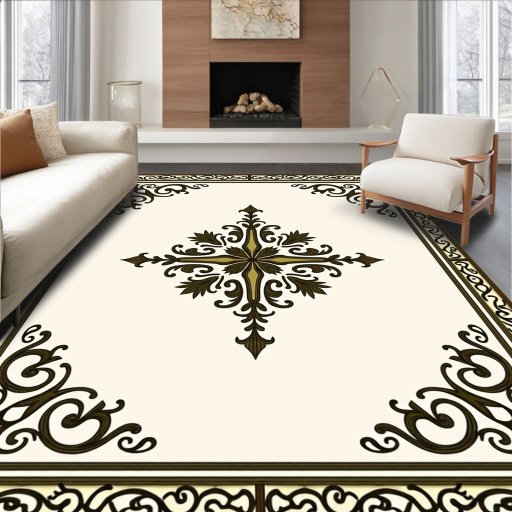 Elegant Scrollwork Ornate Design Rug