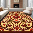 Crimson Floral Swirl Ornament Rug