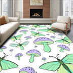 Whimsical Butterfly Mushroom Pattern Rug