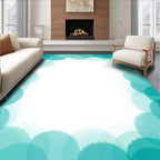 Teal Abstract Circle Design Rug