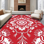 Bold Red White Floral Radiance Design Rug
