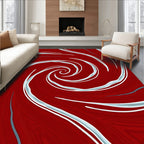 Red Swirl Organic Patterned Rug