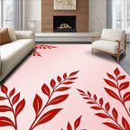Red Leafy Branches Pattern Rug