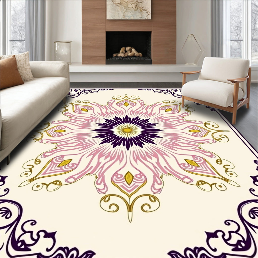 Ornate Mandala Floral Pattern Rug