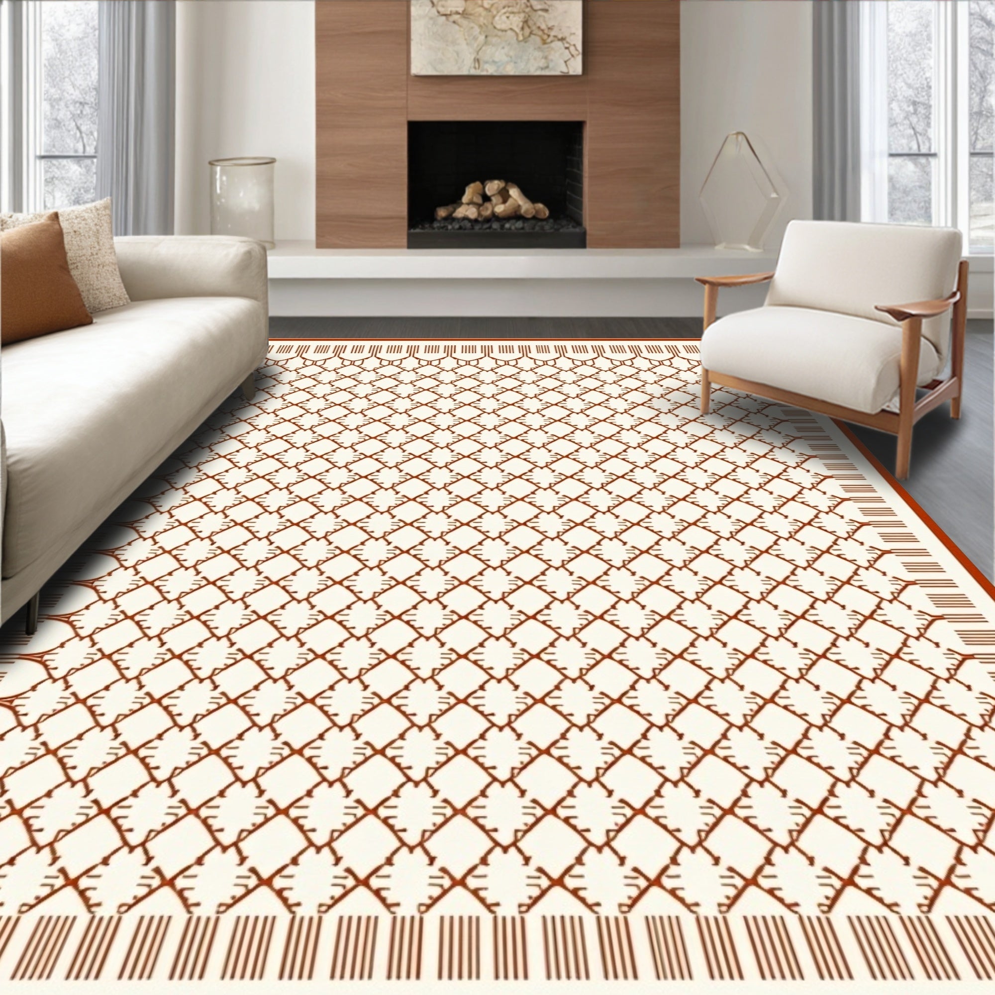 Interlocking Diamond Lattice Pattern Rug