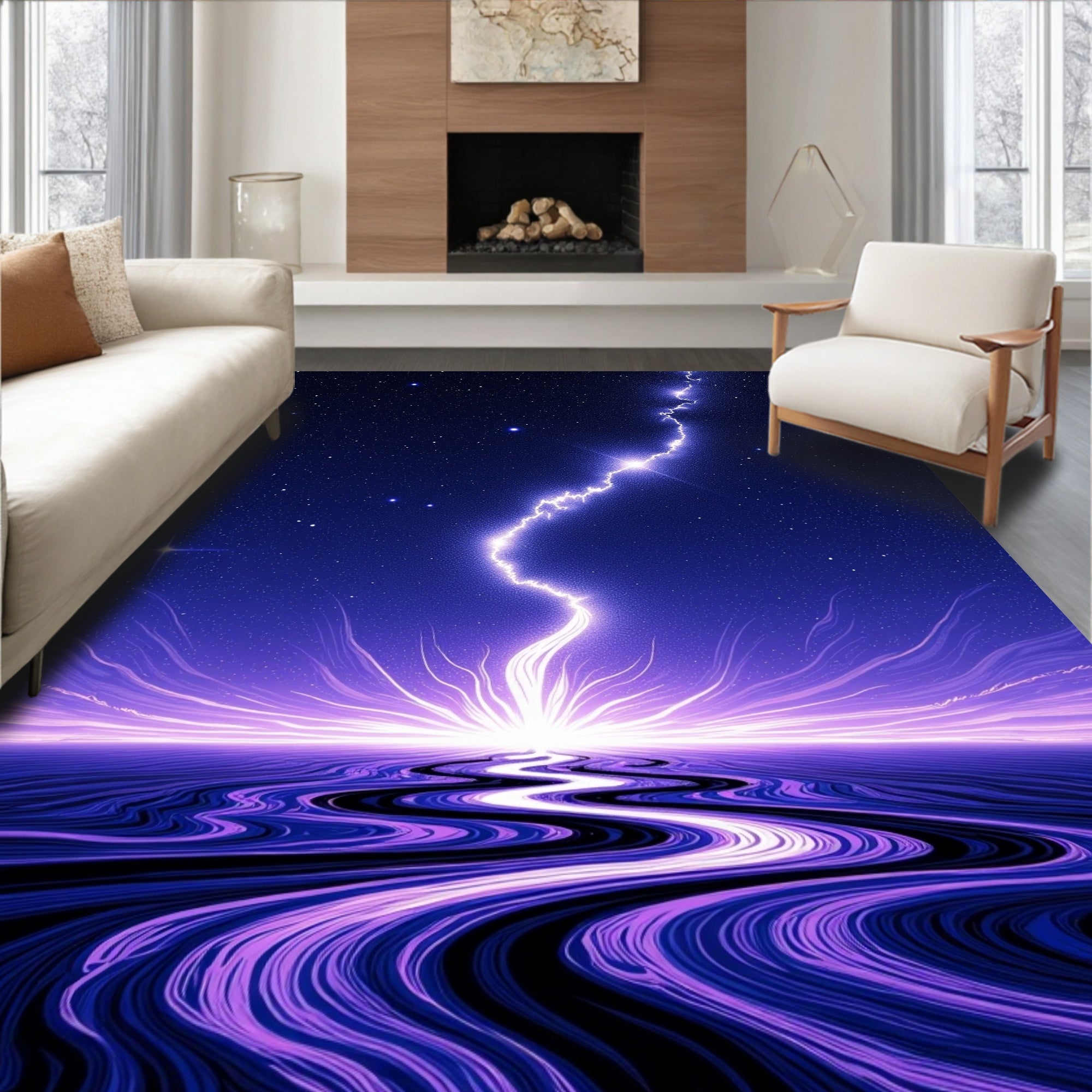 Electric Purple Cosmic Flow Rug