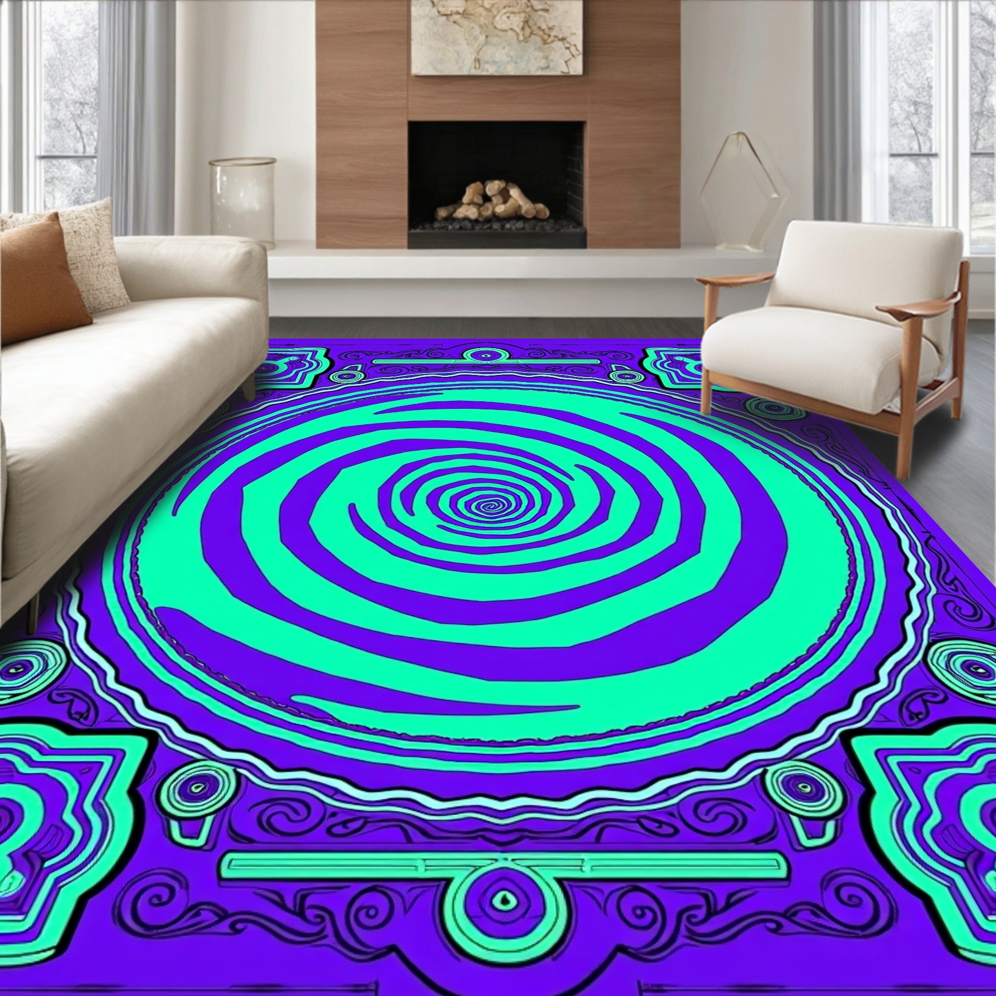 Vibrant Swirl 2 Tone Contemporary Rug