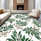 Lush Green Branch And Vine Pattern Rug