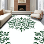 Emerald Green Snowflake Mandala Graphic Rug