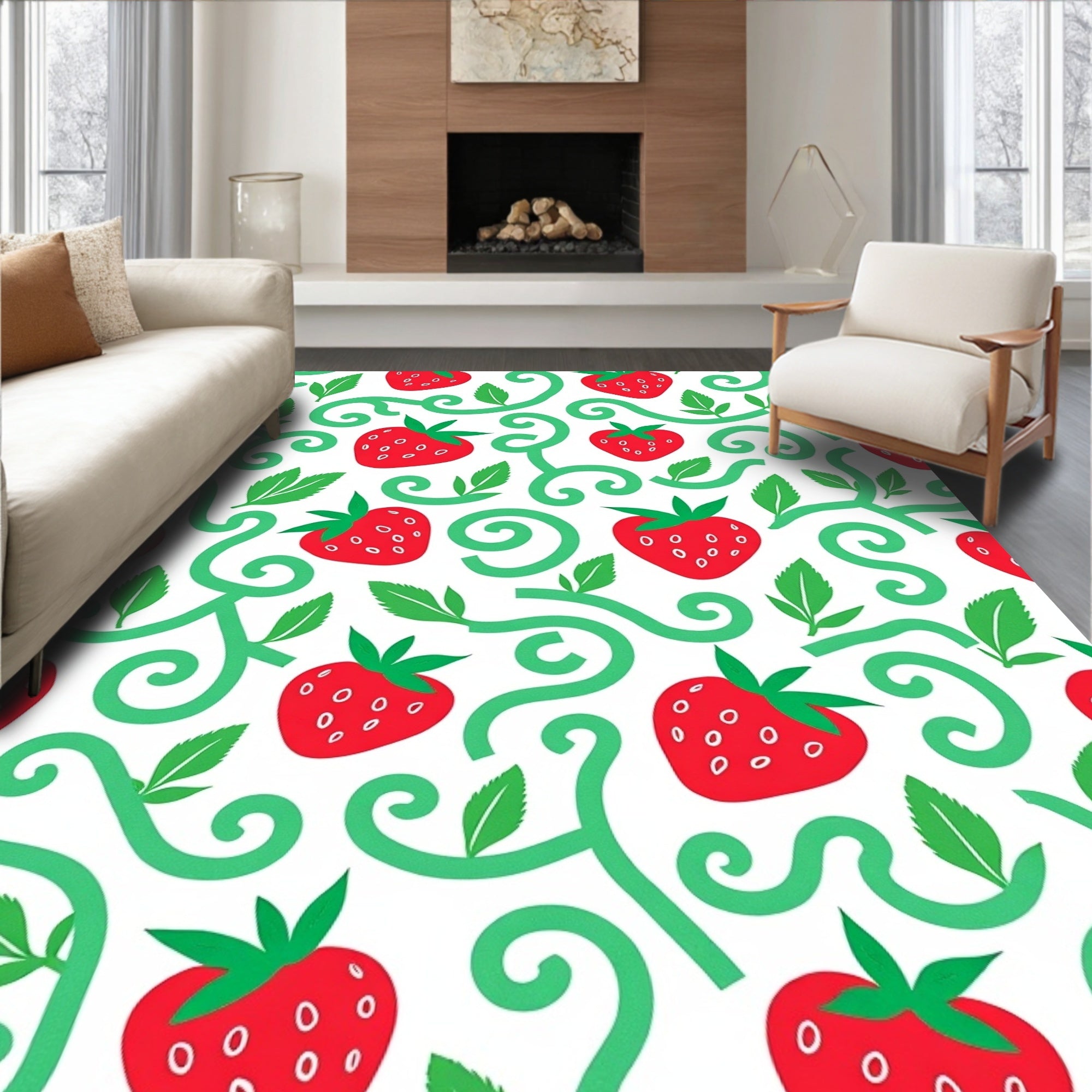 Playful Strawberry Swirl Delight Rug