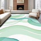 Aqua Green Watercolor Waves Design Rug
