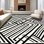 Bold Black White Diagonal Geometric Rug