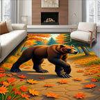 Autumn Forest Bear Maple Leaf Pattern Rug