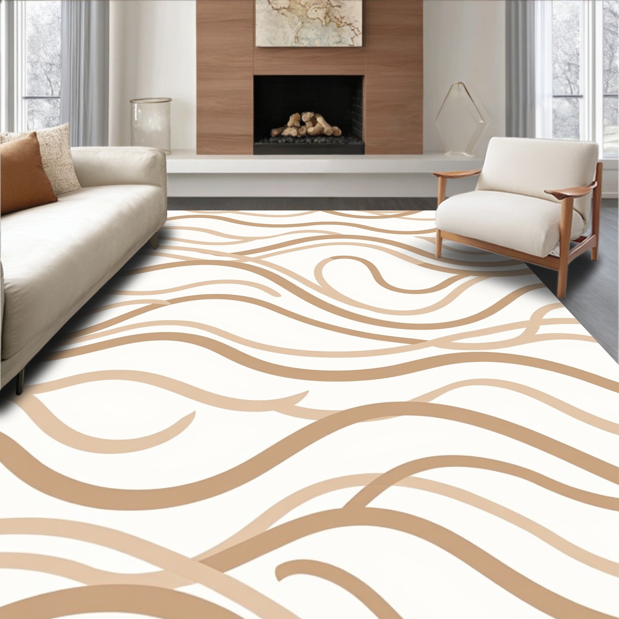 Modern Wavy Lines Pattern Rug