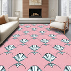 Art Deco Fan Patterned Pink Rug