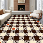 Checkerboard Design With Floral Accents Rug