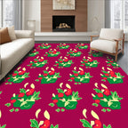 Festive Red Berry Potted Plant Rug