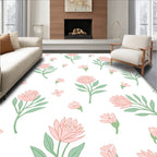 Pastel Floral Pattern With Green Leaves Rug