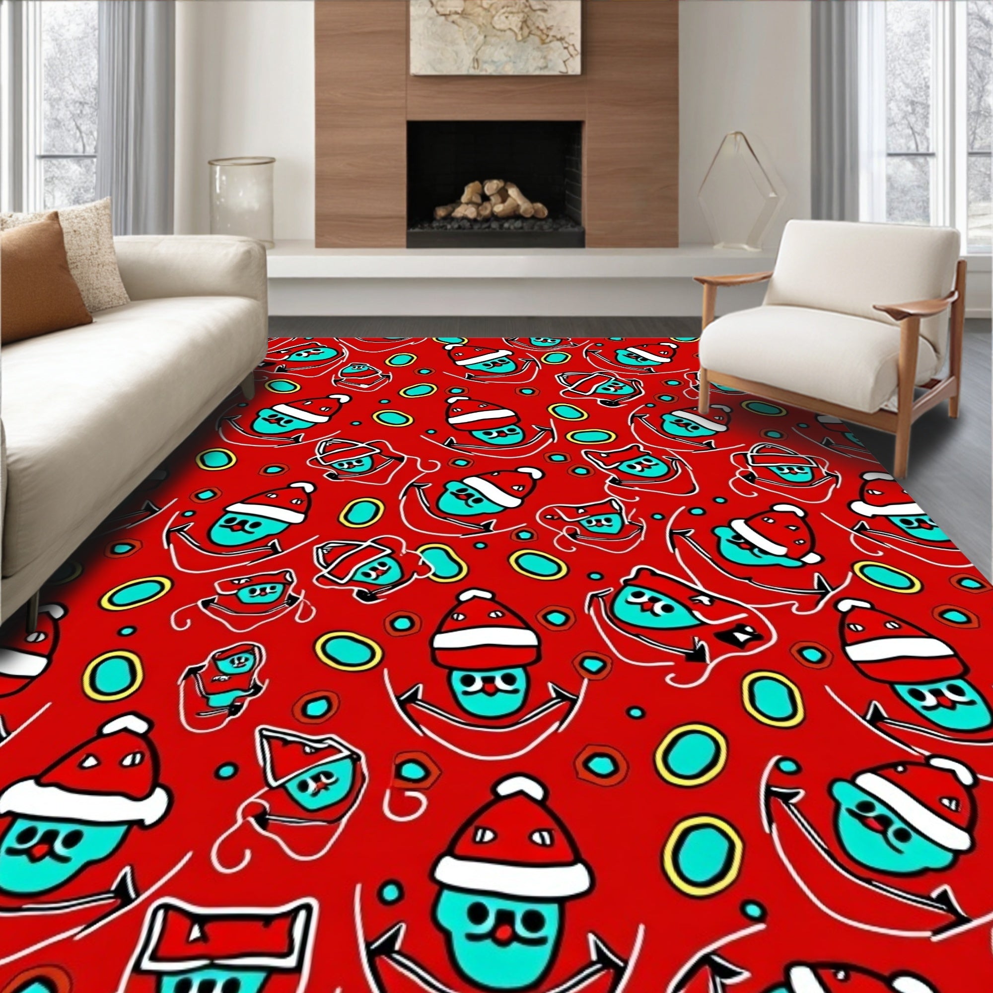 Cute Christmas Character Pattern Rug