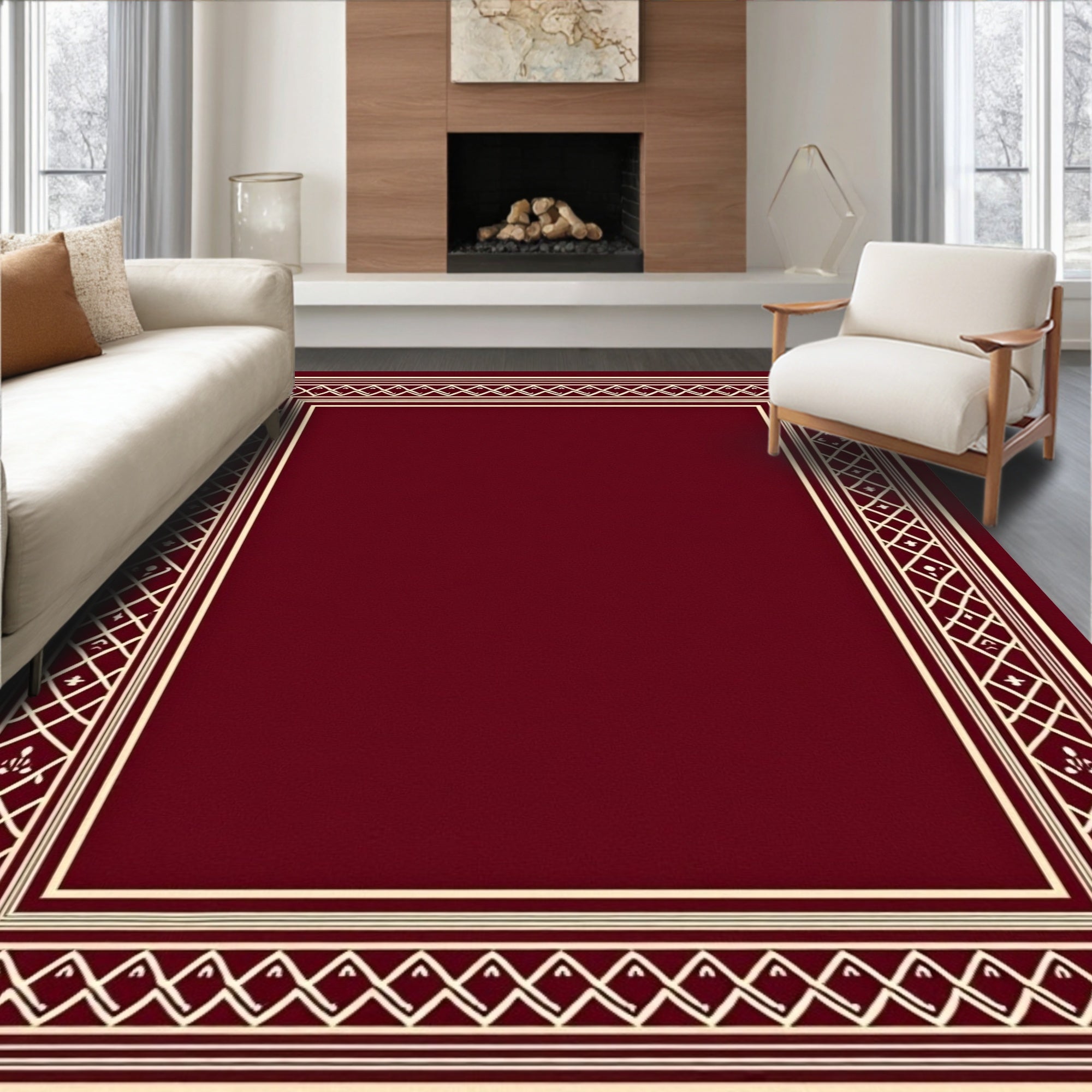 Classic Geometric Border Design Rug