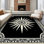 Black and Cream Sunburst Medallion Rug