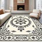 Ornate Floral Crest Mandala Design Rug