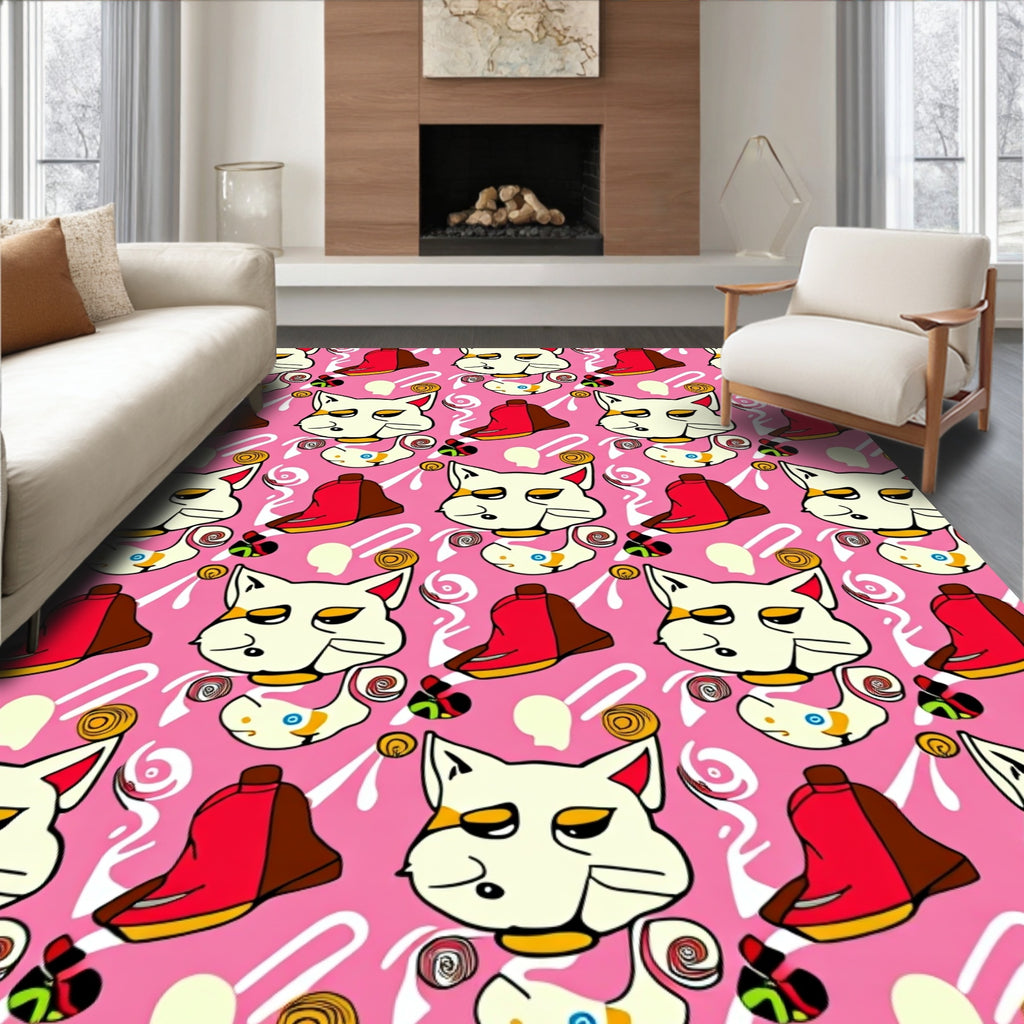 Whimsical Cat Bell Graphic Pattern Rug