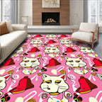 Whimsical Cat Bell Graphic Pattern Rug