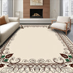 Ornate Floral Leaf Scroll Accents Rug
